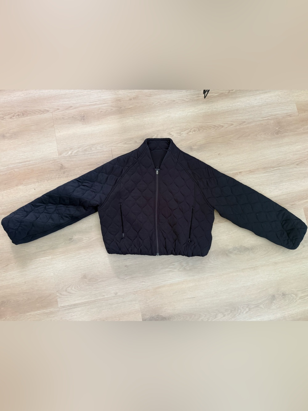 Lululemon Black Quilted Bomber Jacket size 8